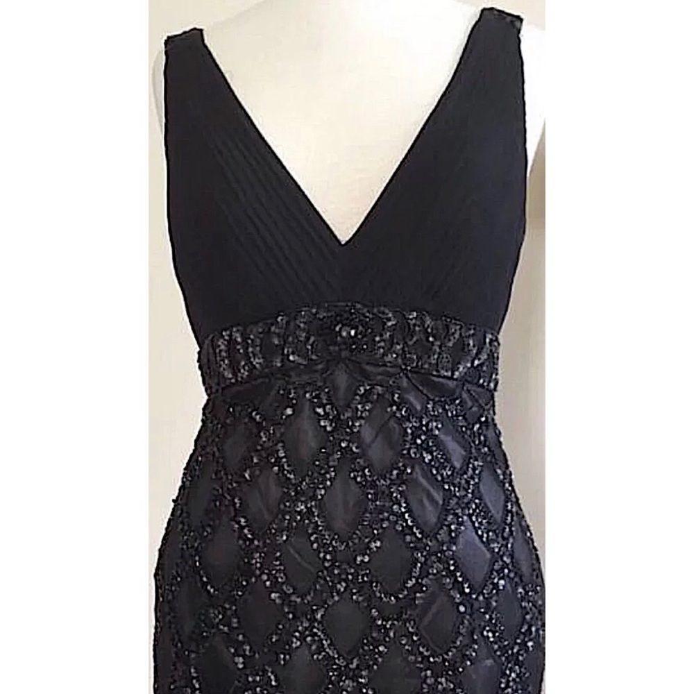 SUE WONG 10 Black Beaded Cocktail Party Formal Evening Dress - Picture 12 of 15